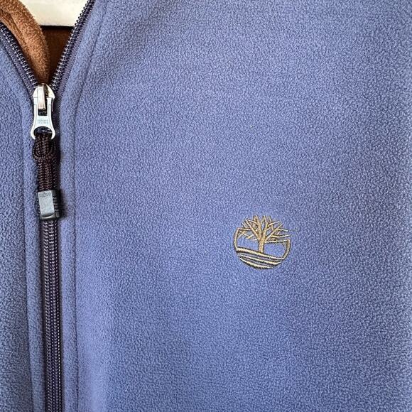TIMBERLAND Men’s Blue Fleece Zip-Up Jacket with Brown Lining - Picture 4 of 10